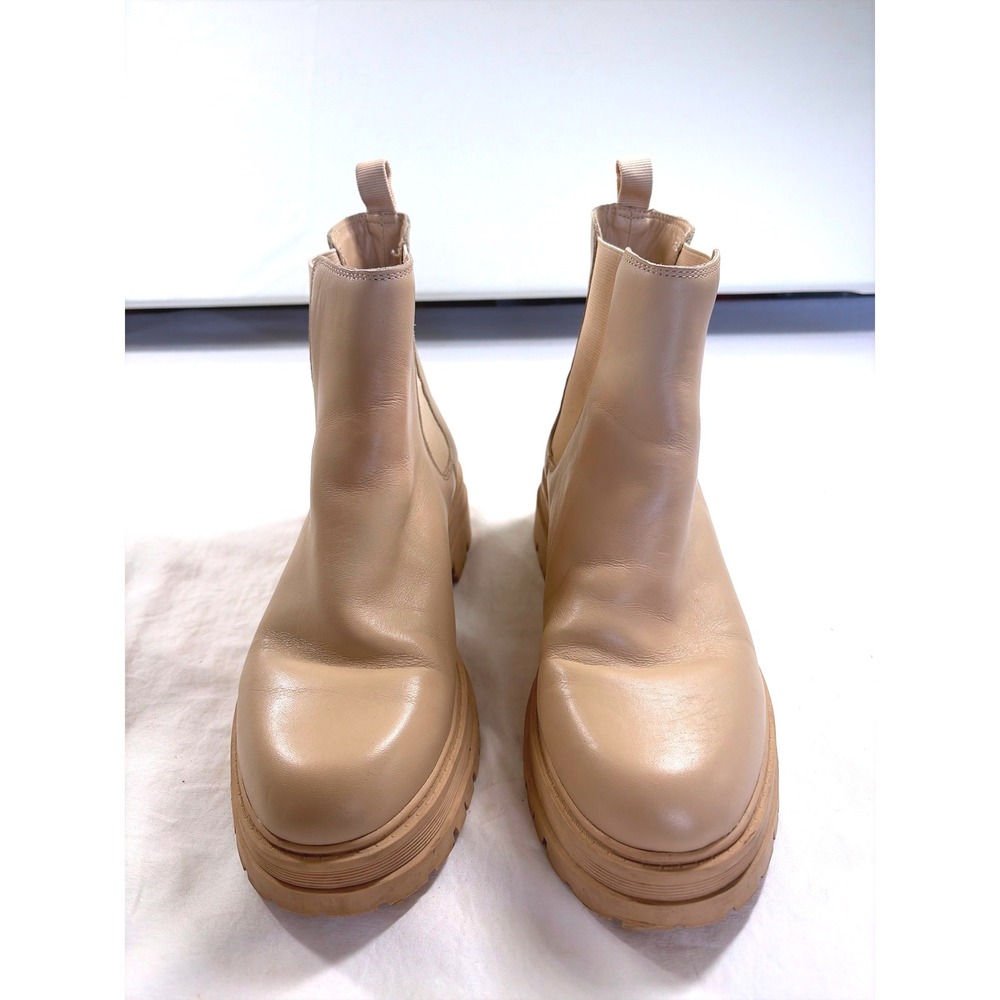 Marc Fisher Padda Tan Leather Lug Sole Chelsea Boots Ankle Size 7M - Picture 2 of 9
